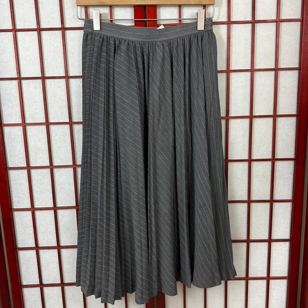 Christian Aujard Cyber Grunge Acubi Striped Grey Pleated Midi Skirt